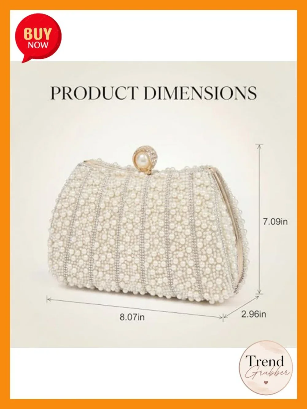 Pearl Clutch Purse with Handle and Detachable Chain Strap